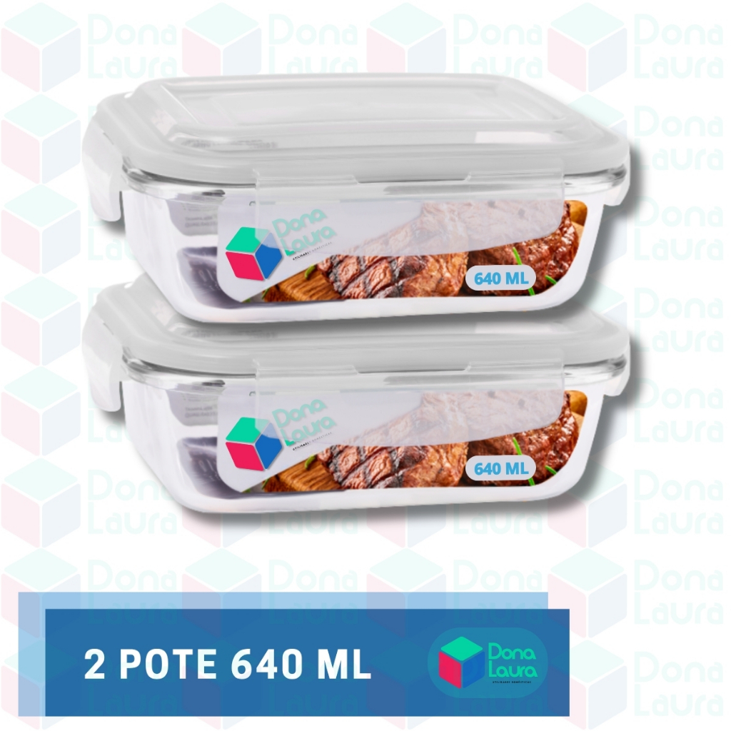 Conjunto 2 Pote Vidro Hermético Marmita Tampa 4 Travas 640ml em Oferta na Shopee