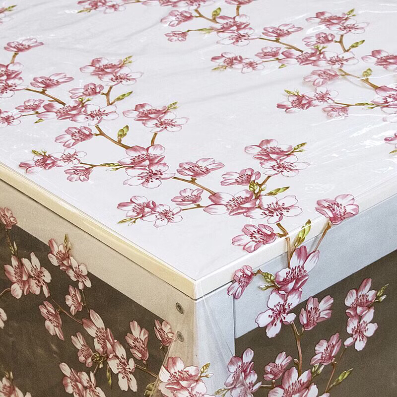 Toalha de Mesa de Plástica Forro de mesa cristal estampada e impermeável, para mesas 4,6,8 cadeiras