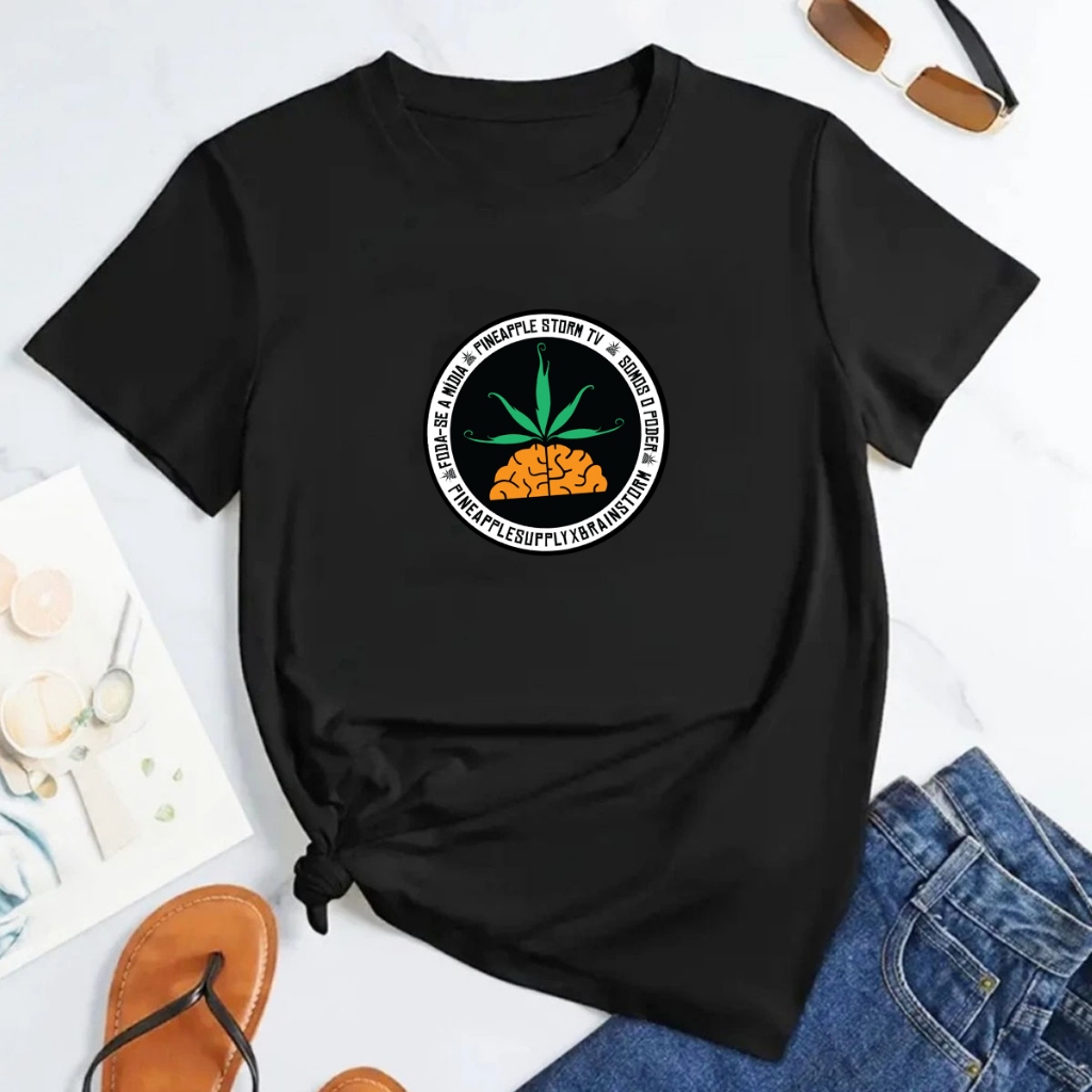 T-Shirt Camisa Tradicional Basica Casual Algodão Pineapple Poesia Acustica Musica Hip-Hop Fã Clube Exclusivo