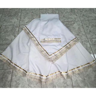 conjunto 3 peças luxo Premium fita dourada bordado inglês Dourado umbanda e candomblé em Oferta na Shopee