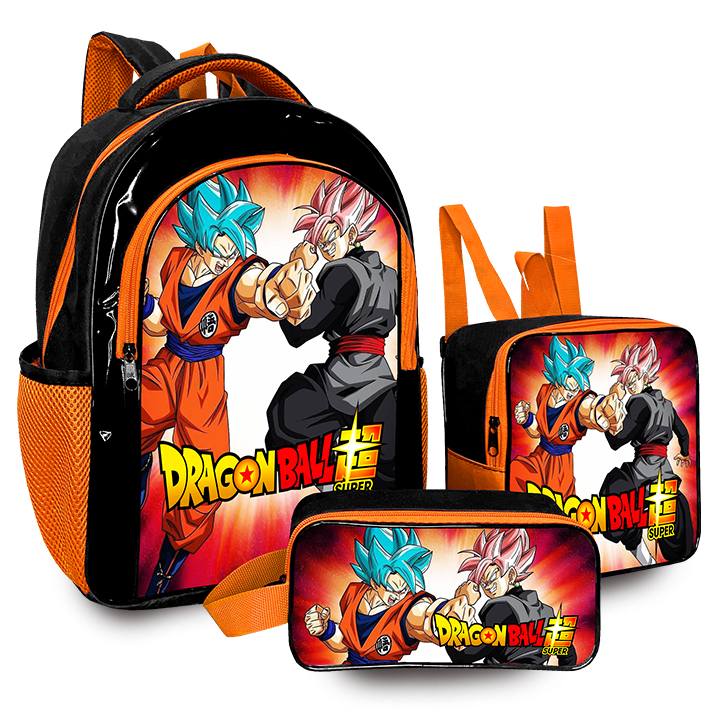 Mochila Kit escolar masculino - DRAGON BALL Z - mochila grande - cabe livros e cadernos - reforçada