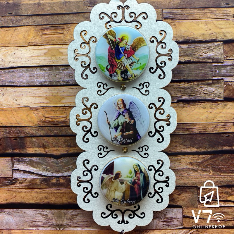 Trio 3 arcanjos Miguel Rafael Gabriel Para Parede Porta em Mdf Resinado Decoração Casa
