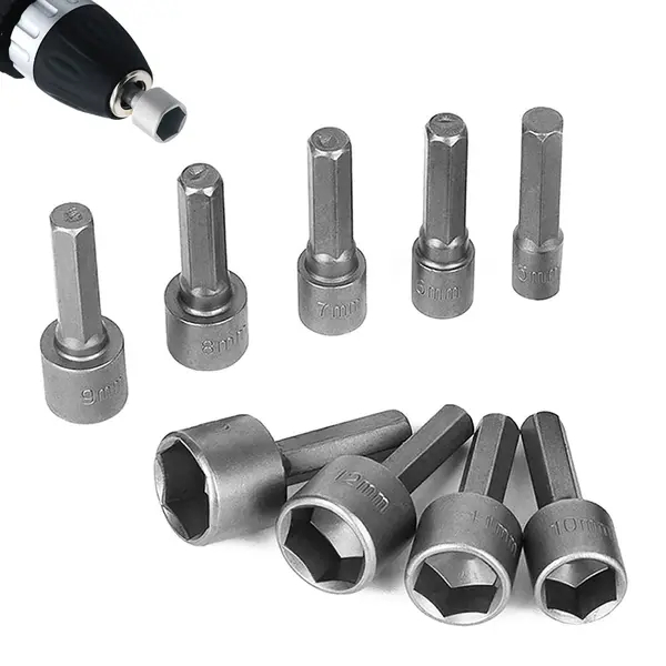 Kit Jogo Pontas Bits Soquete Canhão Para Parafusadeira Chave Catraca Manual 9 Peças Sextavado Top - Home & Living
