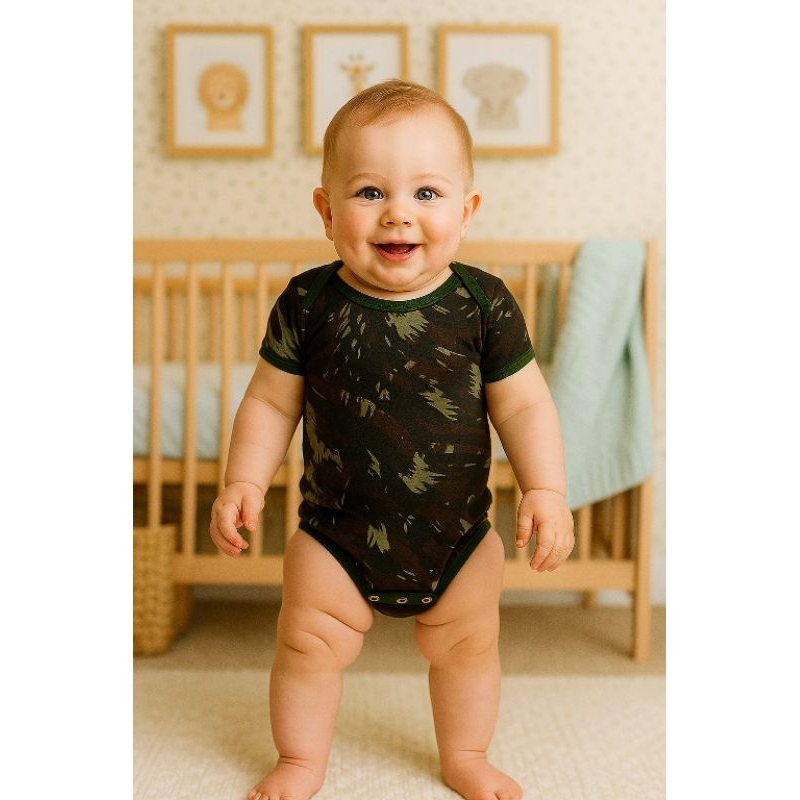 Body Bebê Camuflado Body Bebê Exército Militar Soldado