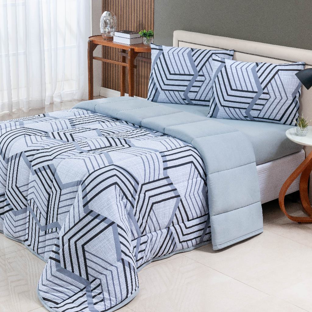 Edredom Solteiro/Queen/King Malha 100% Algodão c/ Viés Estampado, super macio envio imediato