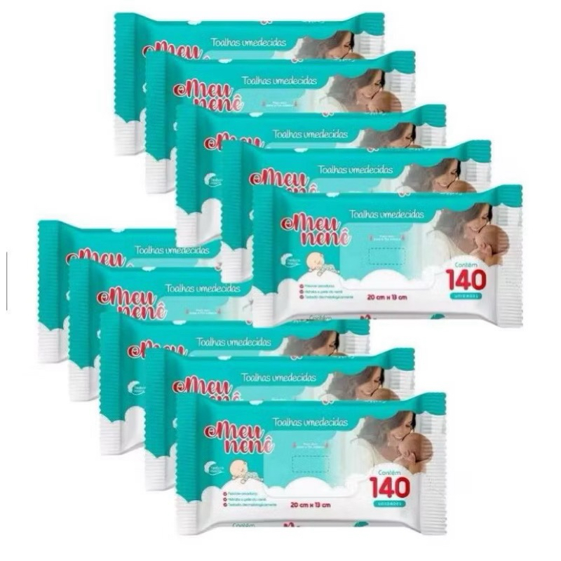 Kit 1680 lenços/Toalhas umedecidas meu nene caixa com 12 pacotes 140 und cada