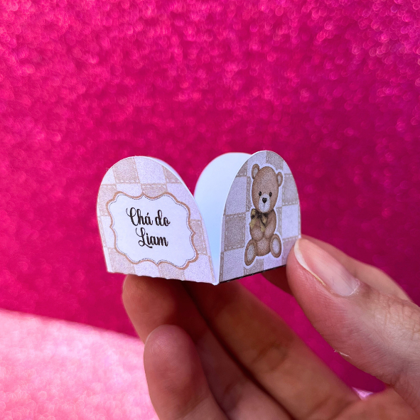 Forminhas para Doces Brigadeiro personalizadas Chá de bebê Chá revelação ursinho marrom dourado