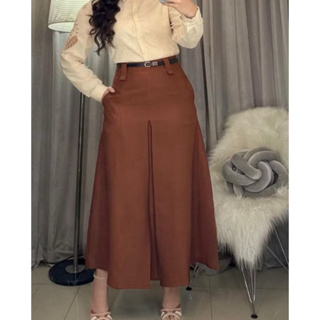 SAIA LONGA ALFAIATARIA FIT E FLARE FEMININA MODA EVANGÉLICA CINTURA ALTA FENDA FECHADA em Oferta na Shopee