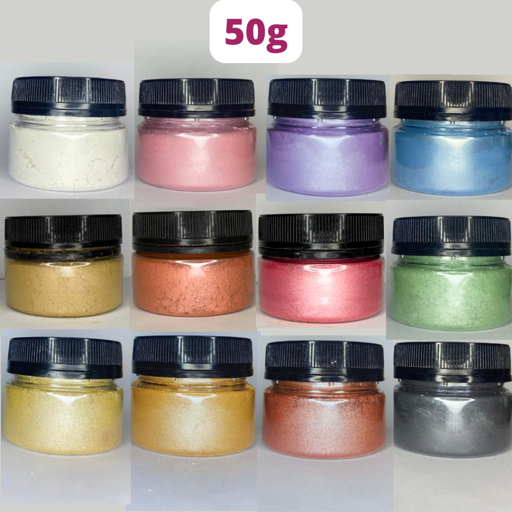 50g mica pigmento metálico perolado resina epóxi e artesanato pownder diy corante decoração corante em Oferta na Shopee