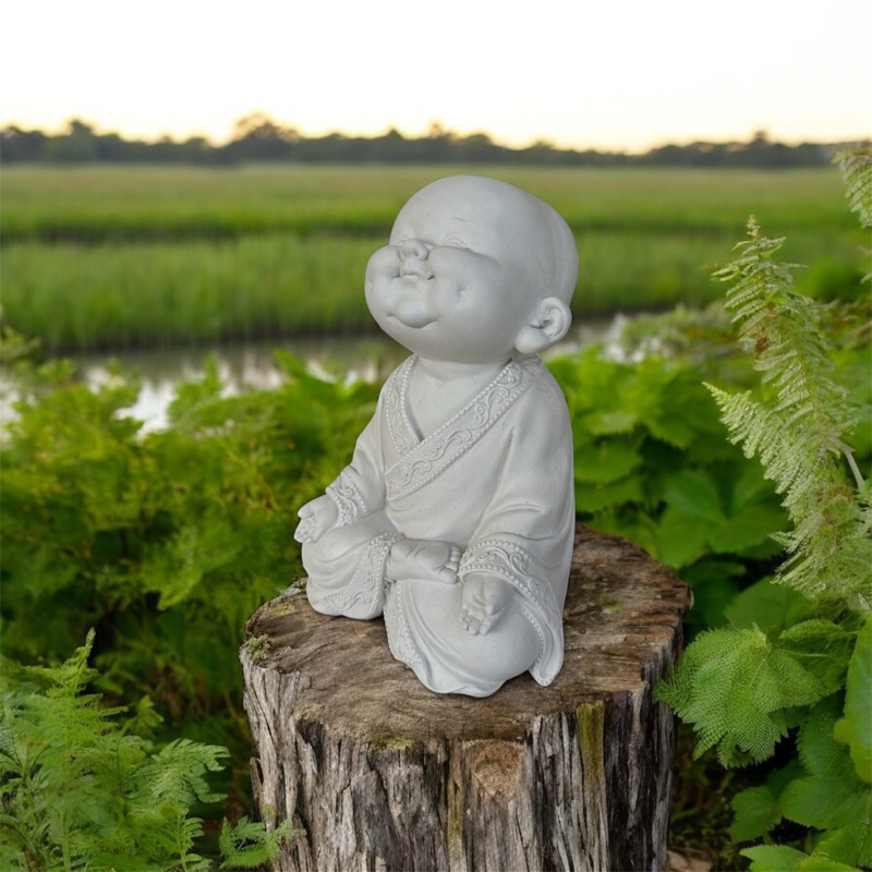 Buda Sorridente Covinha Escultura Gesso Cru BudismoEstatueta 20cm