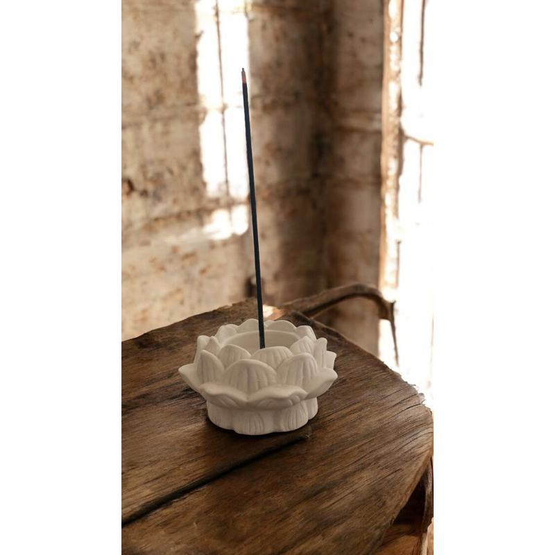 flor de lotus porta incenso vareta ou castiçal GessoCru. em Oferta na Shopee