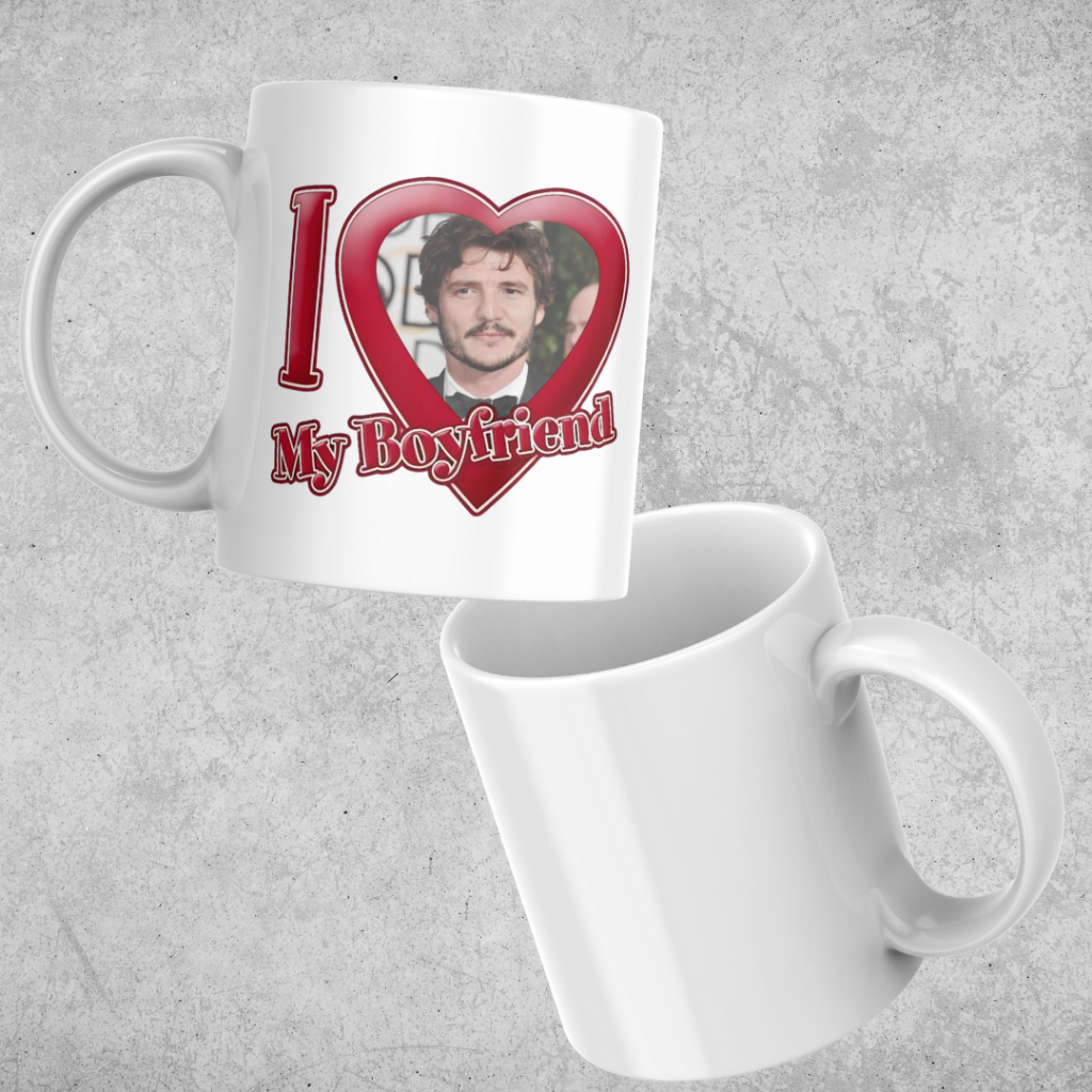 Caneca Pedro Pascal I Love My Boyfriend The Last of Us Porcelana 325ml