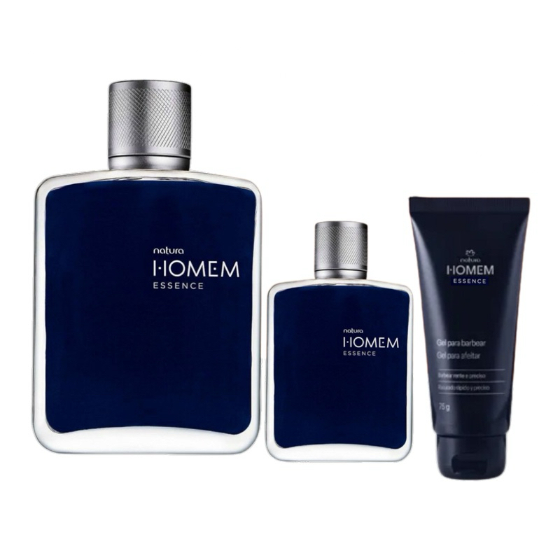 Kit Natura Homem Essence (3 produtos) - Deo Parfum 100ml + Miniatura 25ml + Gel p/ Barbear 75g
