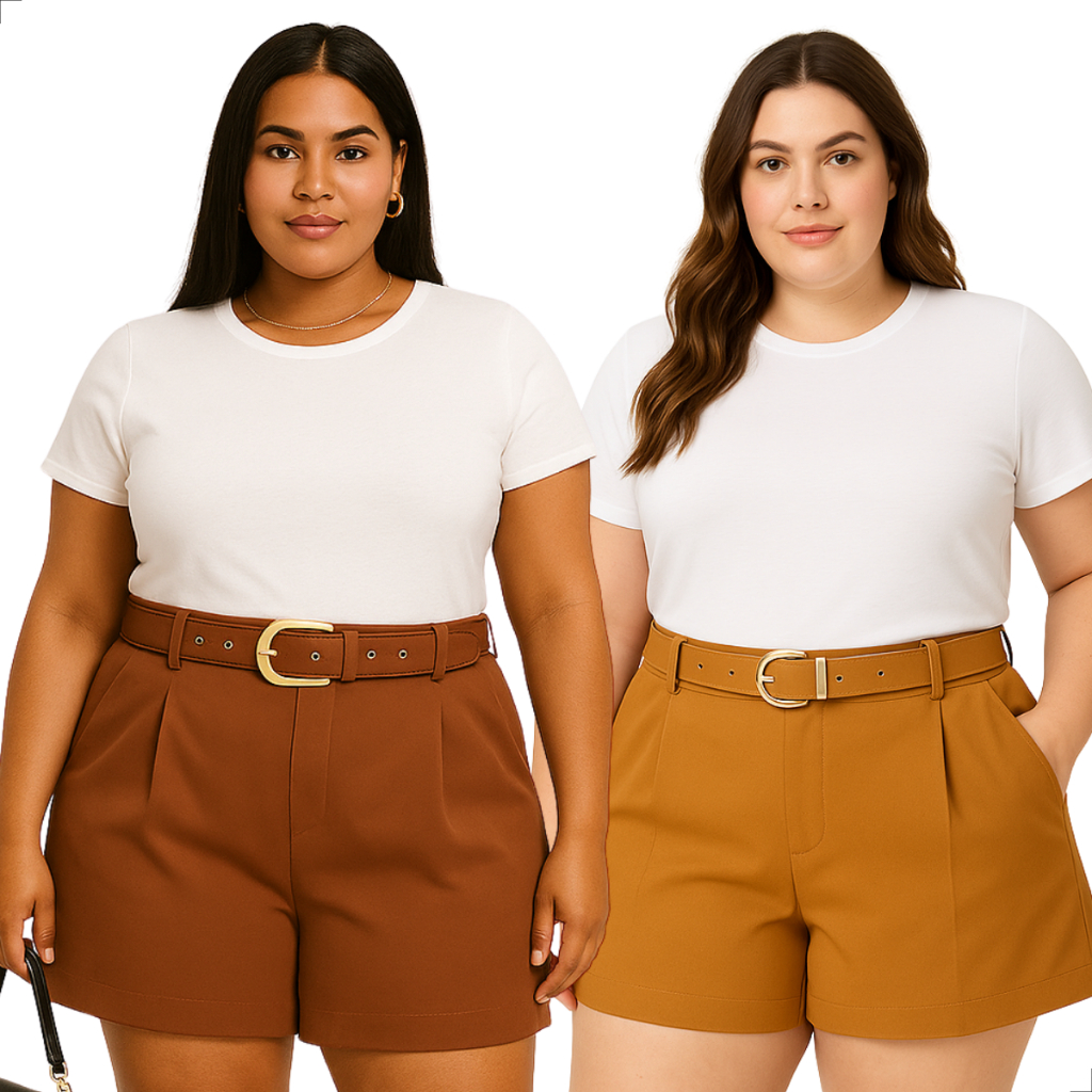 Kit Com 2 Shorts Plus Size Alfaiataria Premium Com Elastano em Oferta na Shopee