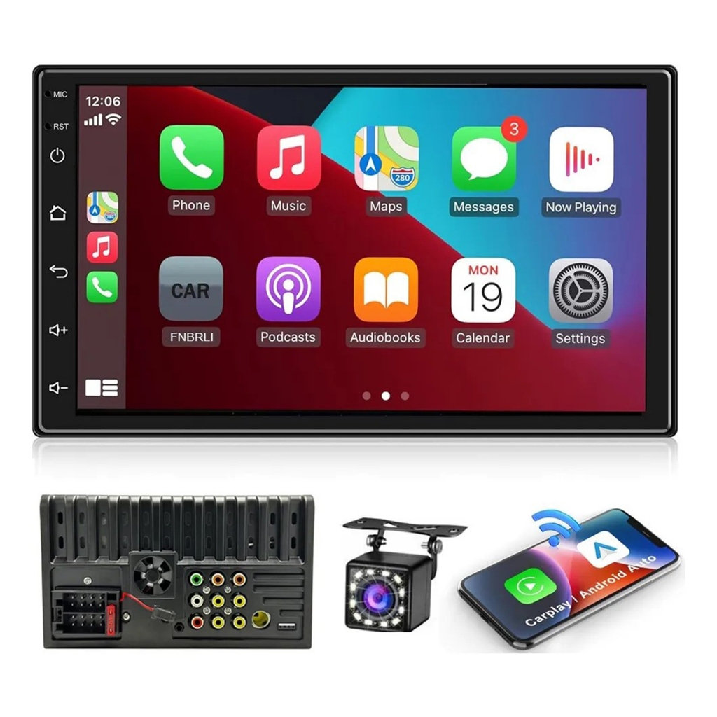 Som automotivo sem fio Carplay com tela sensível ao toque de 7 polegadas BT