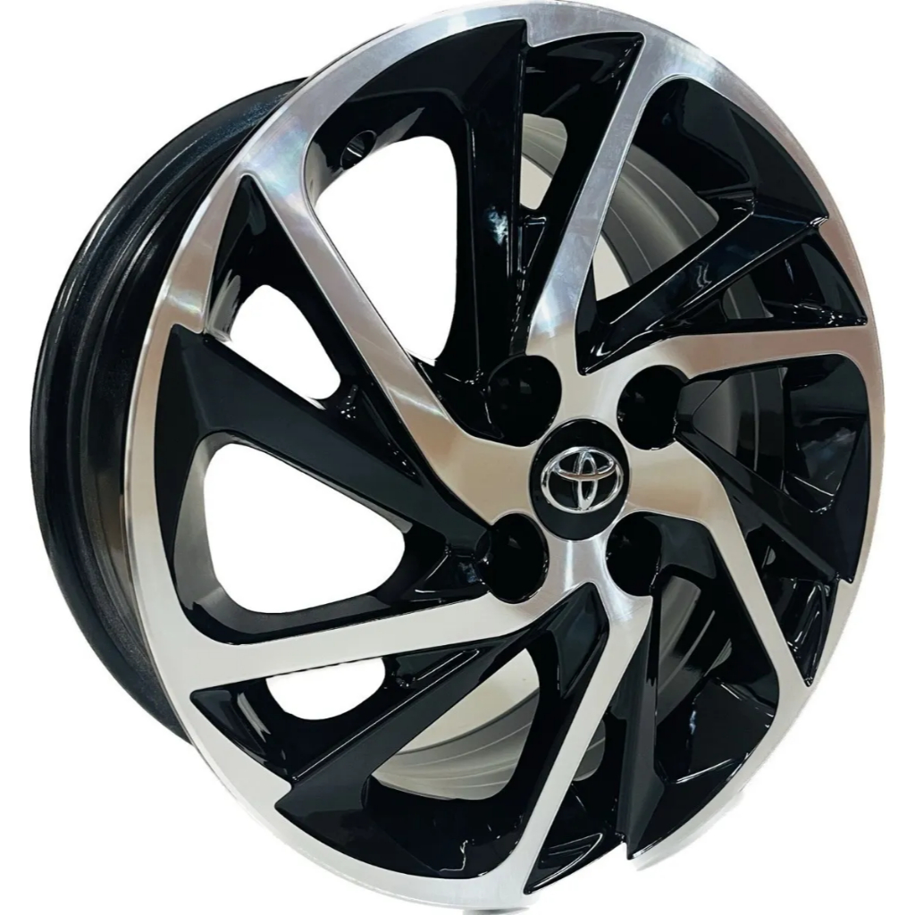 Kit 4 Rodas Aro 15 4x100 Toyota Yaris Etios Preta Diamantada Krmai S40