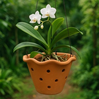 Vaso para orquídea de Barro de Parede/Floreira Babado com furos Cerâmica Artesanal Jardim Rústico em Oferta na Shopee
