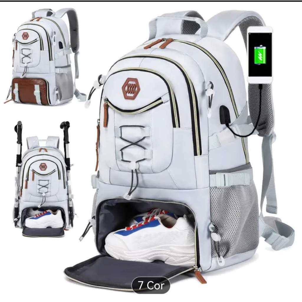 Mochila de Camping Viagem Masculino Multifuncional Reforçada Impermeável Expansível Mochila para Notebook