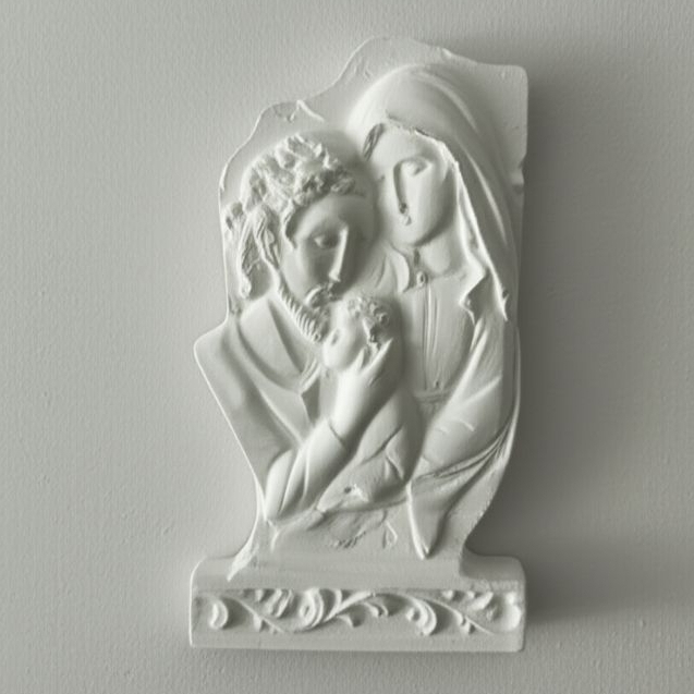 Imagem Sagrada Família em Gesso Cru 17cm –quadro Escultura Religiosa para Artesanato e Decoração