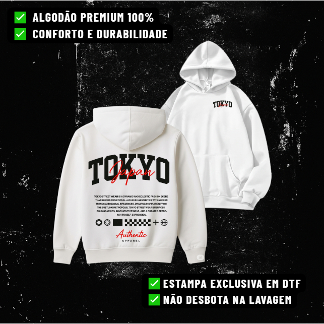 Blusa TOKYO Japan unissex Lançamento Night Estilo Oriental Anime Cultura Japonesa Confortável