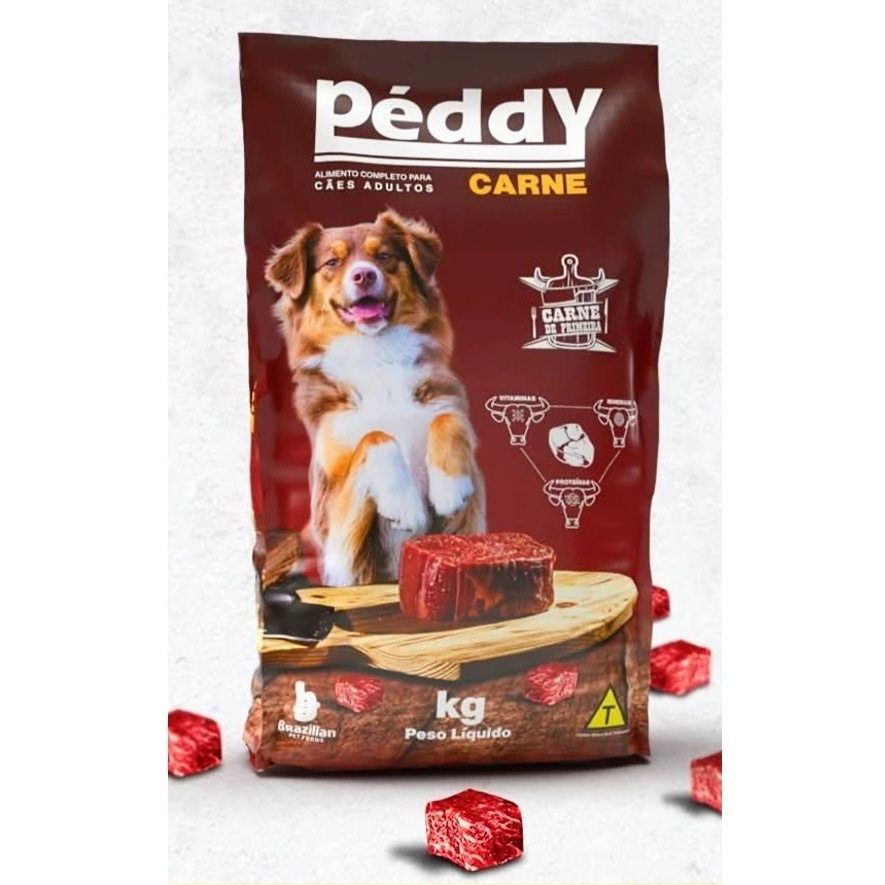 Ração Para Cachorro 15kg Peddy Carne Cães Adultos - Ração Para Cães 10kg