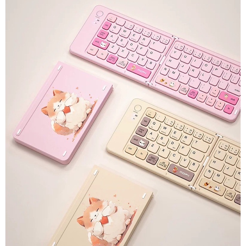 Mini Teclado Gatinho Portátil Dobrável Ultra Fino Sem Fio Bluetooth Para Vários Dispositivos