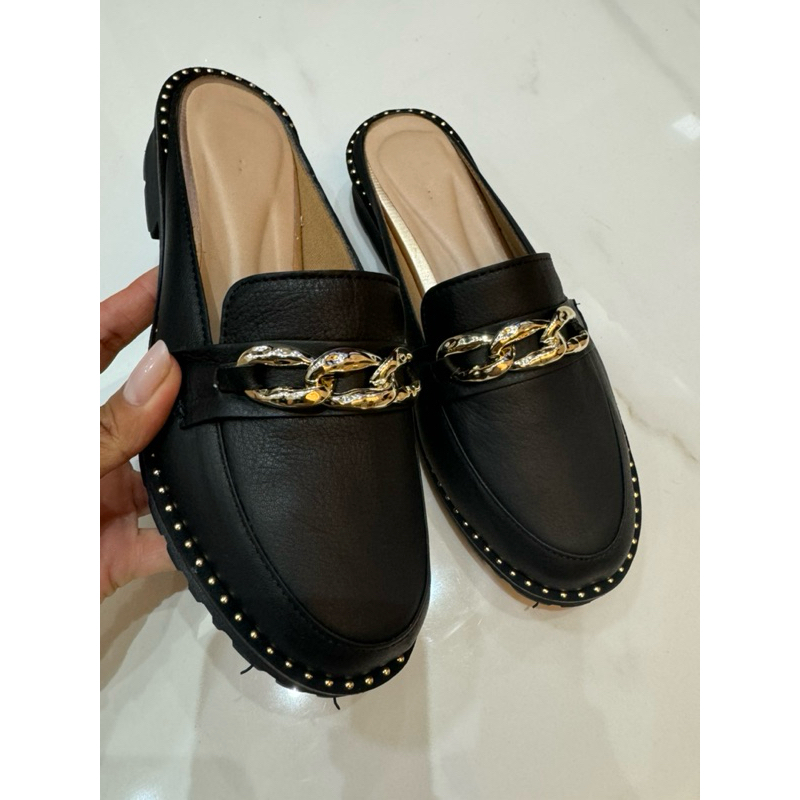 Mule Feminino Couro Legítimo Confortável | Sapato Elegante Aberto Atrás