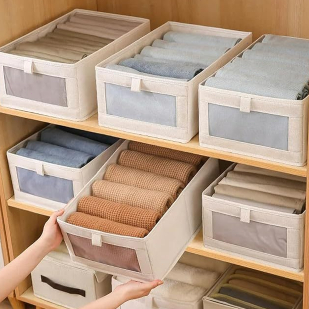 KIT 1-10 Caixa Organizadora de Guarda Roupas Dobrável para Gavetas, Armários, Lavanderia e...