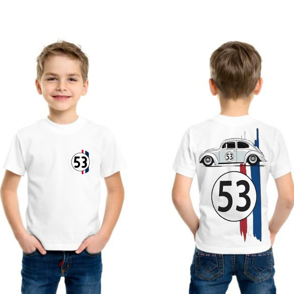 camiseta infantil,desenho,filme, FUSCA FRENTE E COSTA ,DESENHO,FILME HERBIE,MODA CASUAL