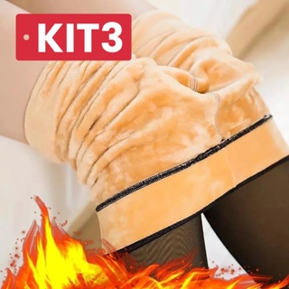 Kit 3 Meia-Calça Térmica Forrada Peluciada Translúcida De Lã Quente Feminina Para Inverno em Oferta na Shopee