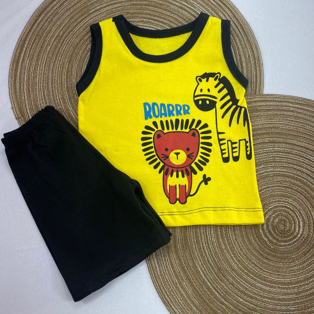 Conjunto de bebê Masculino Regata + Bermuda – Estampas Sortidas
