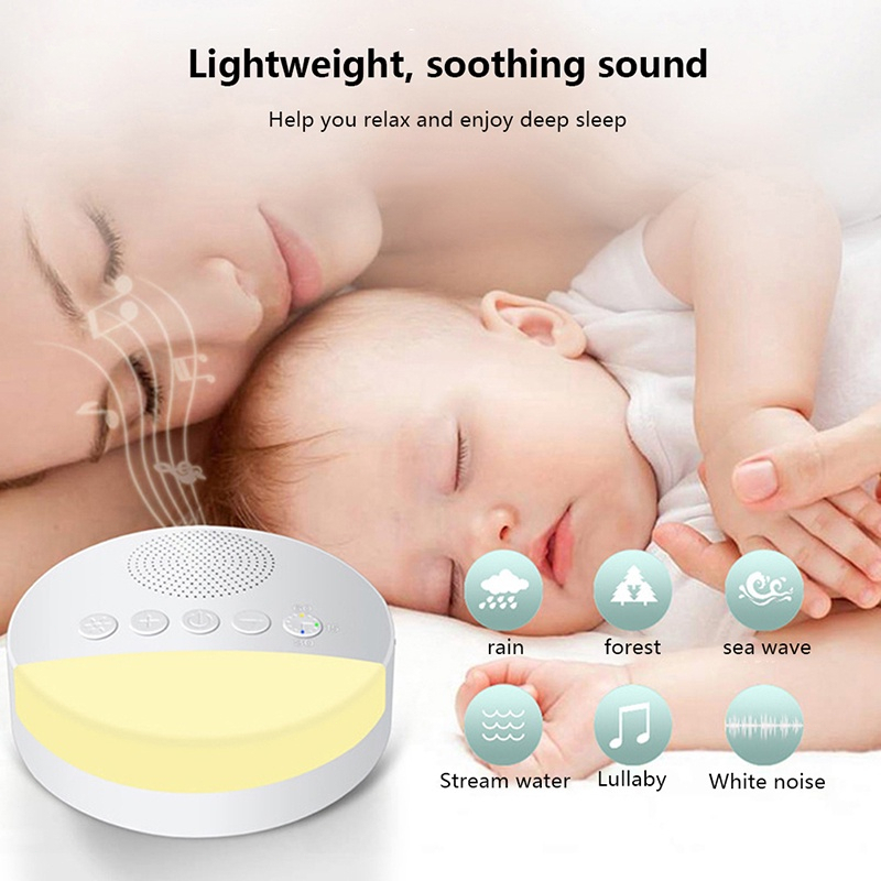 Máquina de ruído branco para crianças, Sleep Sound Player, USB recarregável, desligamento em Oferta na Shopee