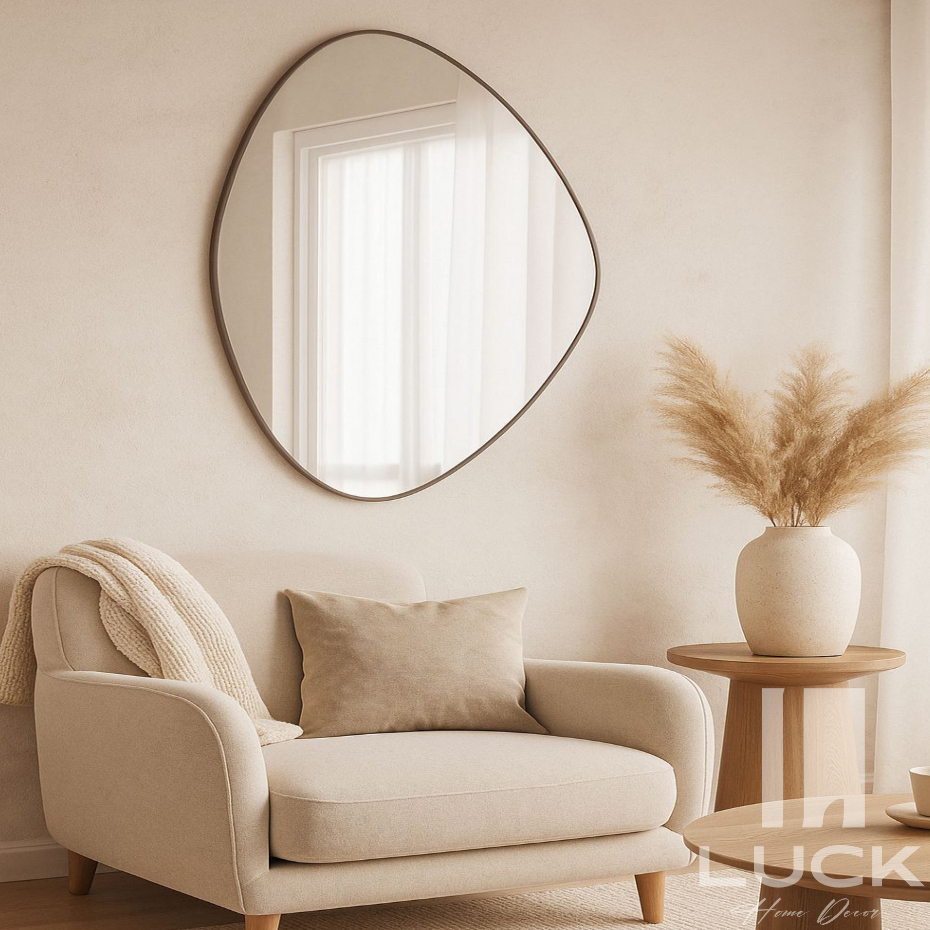 Espelho decorativo Orgânico com acessório para instalação Ideal Para Banheiro Quarto e Sala