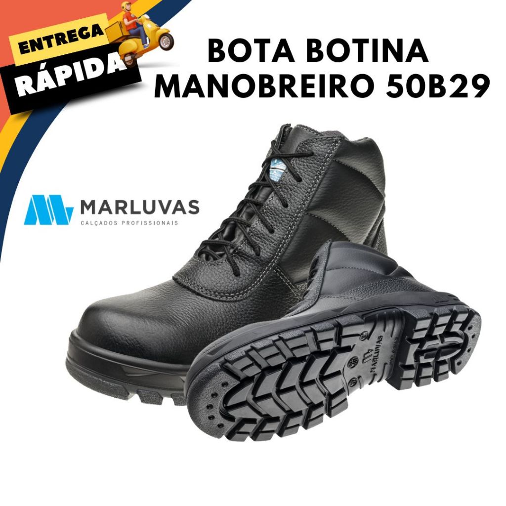 Bota Botina Marluvas Couro Industria Mecânica Fábrica Manobreiro 50B29 CPAP SRV