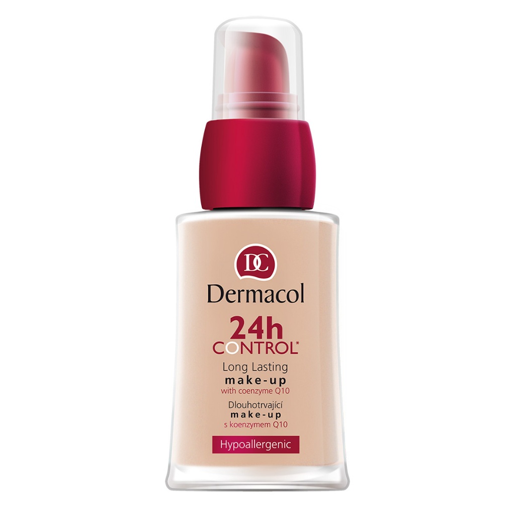 Base líquida Dermacol 24H Control com coenzima Q10, cobre rugas e melhora a firmeza da pele madura