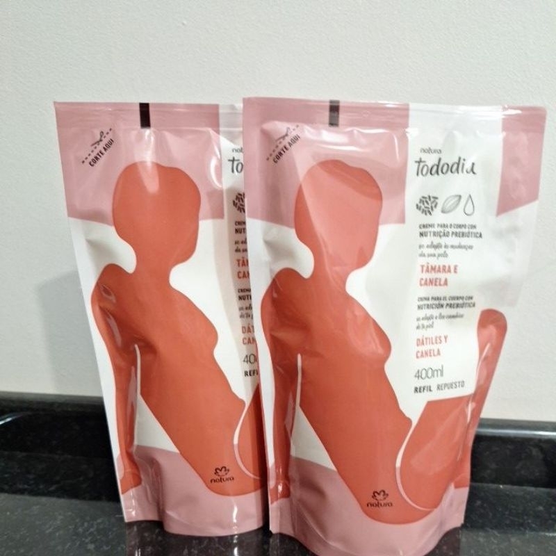 kit refil hidratante natura tododia tamara e canela 400ml, vl 2028
