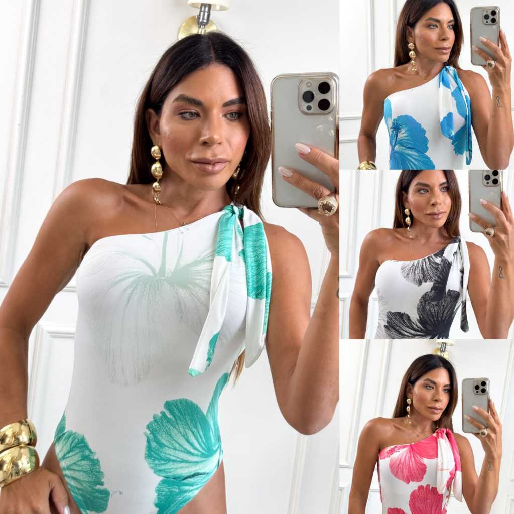 Body Ombro Único Floral  – Estilo e Sofisticação para Brilhar no Verão em Oferta na Shopee