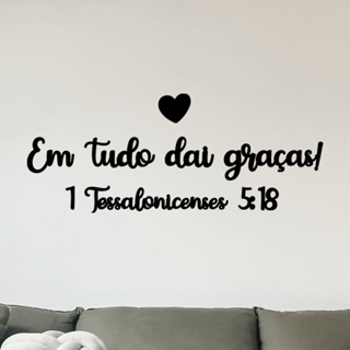 Frase Em Tudo Dai Graças 1 Tessalonicenses 5:18 Quadro Decorativo Religioso Deus Jesus em Oferta na Shopee