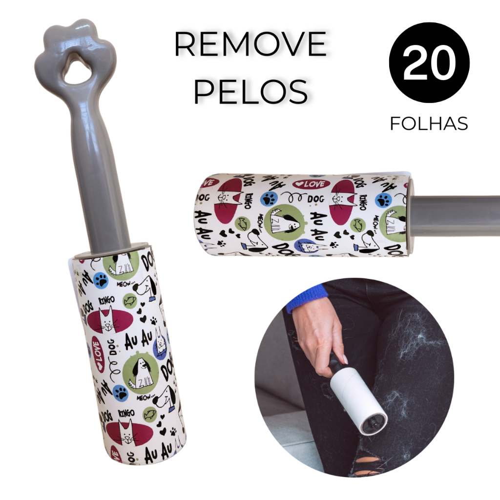 Rolo adesivo tira pelos pet 20 folhas