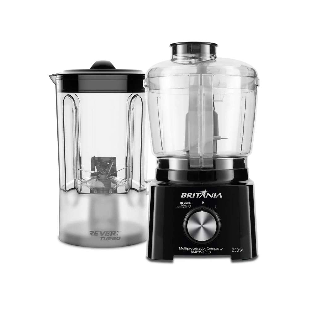 Multiprocessador de Alimentos Britânia Preto - Compacto BMP950P Plus 2 em 1 250