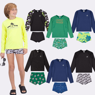 Kit Sortido 6 Peças de Roupas Infantis Menino Moda Praia- 3 Camisas + 3 Sungas em Oferta na Shopee