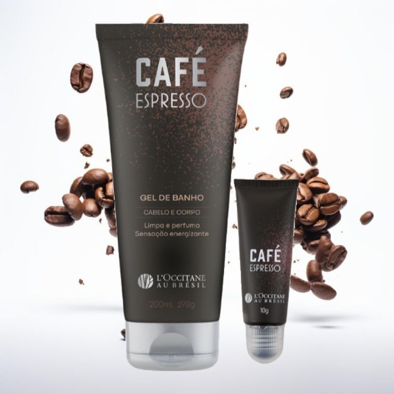 Gel de Banho e Fragrância em Gel Café Espresso Masculino.