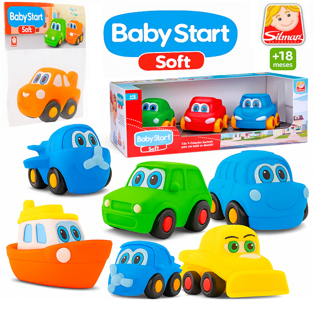Kit Carrinhos para Bebes Baby Start Soft em Vinil Macio - Silmar Brinquedos — R$ 18,99 em Shopee