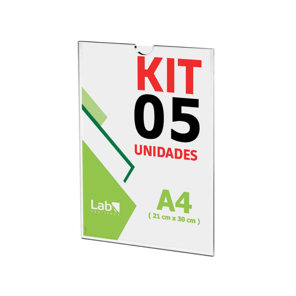Display Suporte Acrílico A4 30x21cm Para Parede Com Fita Dupla Face Kit 05 Unidades