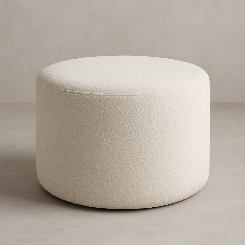 Puff Estofado Redondo Bouclé 65cm – Design Moderno e Aconchegante em Oferta na Shopee