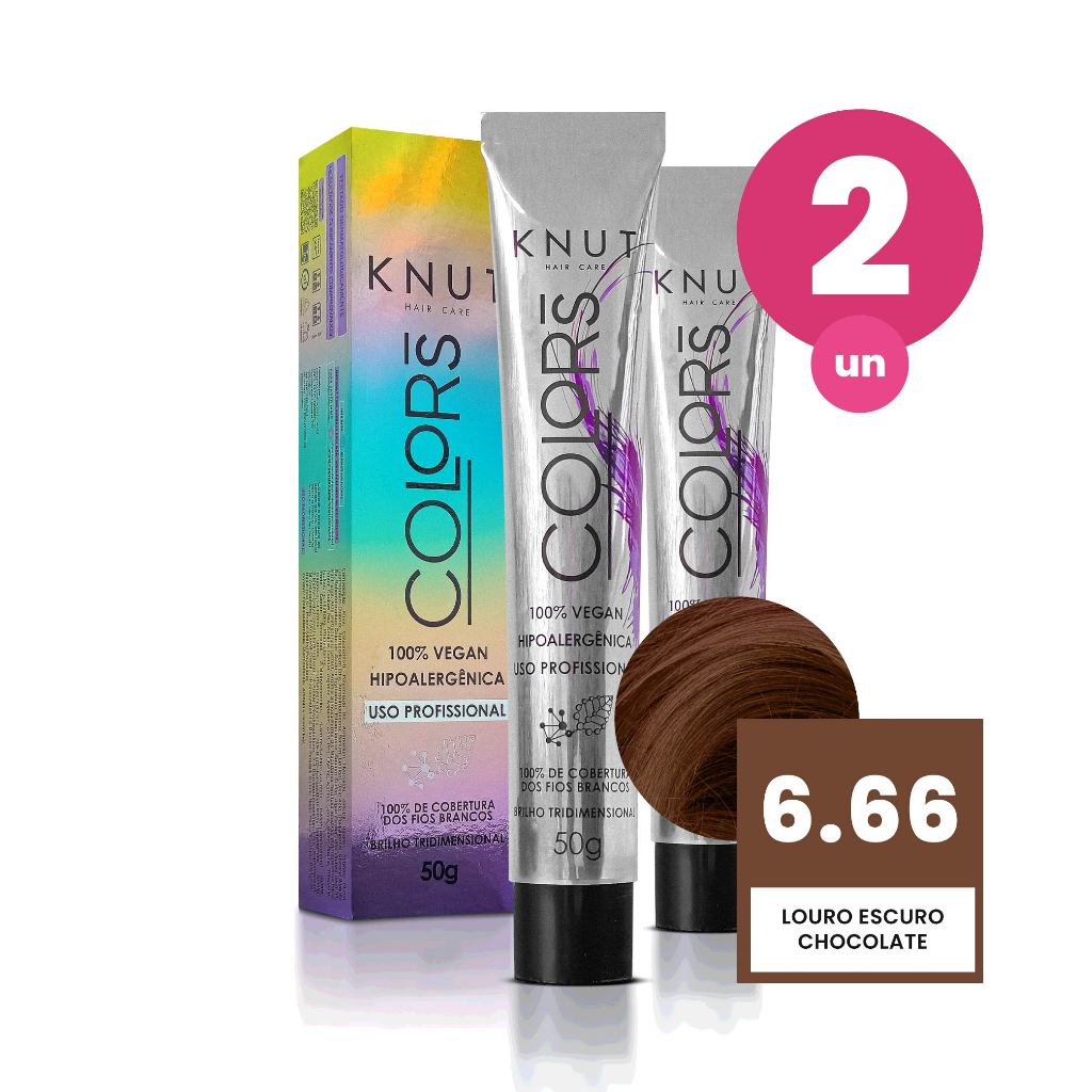 Kit 2 Knut Colors Coloração Capilar 50g Cor 6.7 Louro Escuro Chocolate em Oferta na Shopee