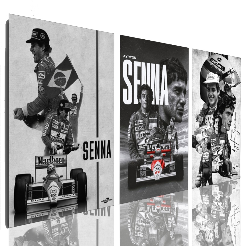 Quadro Decorativo Mosaico Ayrton Senna Mosaico Preto e Branco