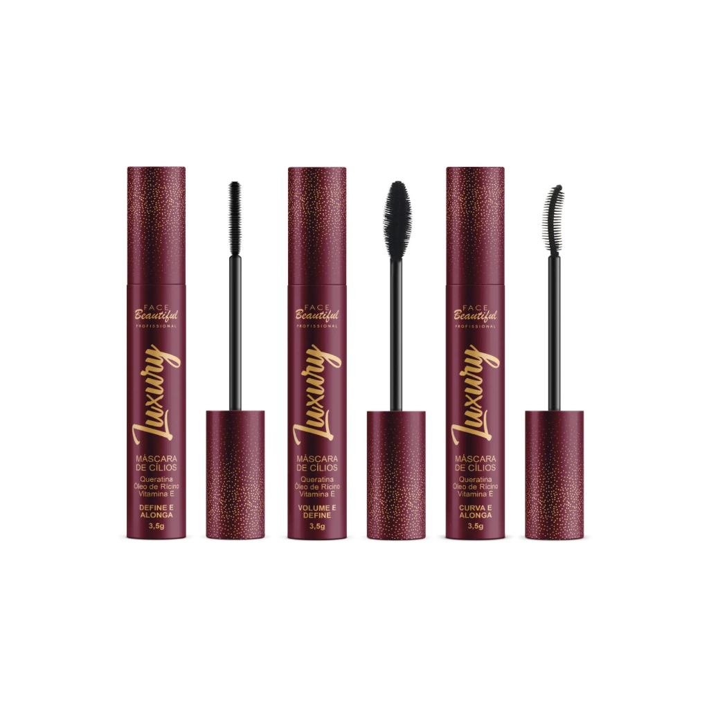 Máscara de Cílios Face Beautiful Luxury Alonga Define e Curva em Oferta na Shopee