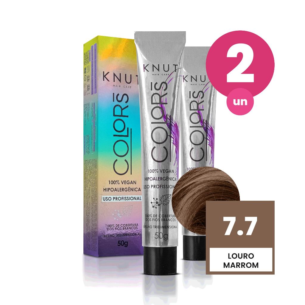 Kit 2 Knut Colors Coloração Capilar 50g Cor 7.7 Louro Marrom