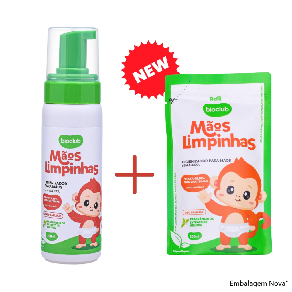 Kit Higienizador de Mãos Sem Álcool - Mãos Limpinhas Bioclub®
